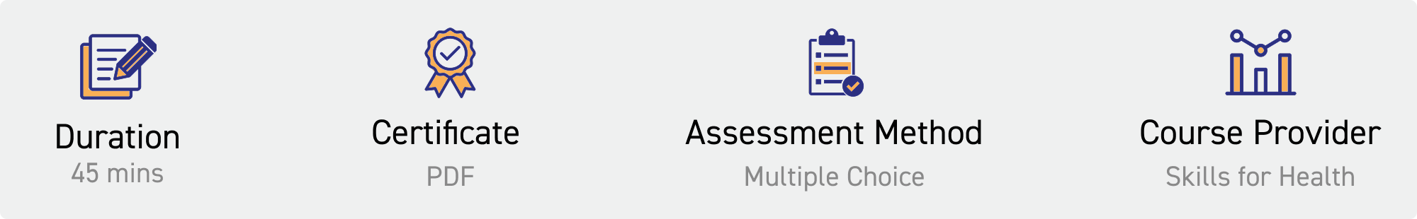 duration: 45 mins. Certificate: pdf. Assessment Method: multiple choice. Course Provider: Skills for Health